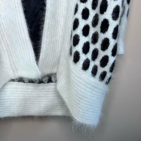 Mirano Black White Pattern Angora Coatigan 80% Angora Korea Vintage Lined L - Picture 4 of 10